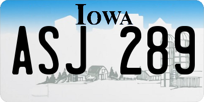 IA license plate ASJ289