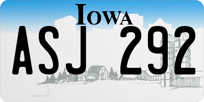 IA license plate ASJ292