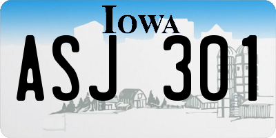 IA license plate ASJ301