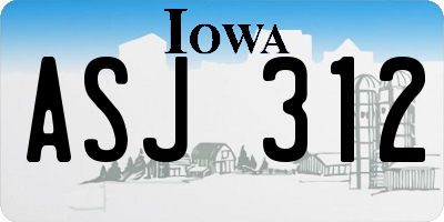 IA license plate ASJ312