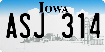 IA license plate ASJ314