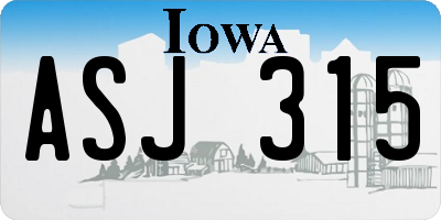 IA license plate ASJ315