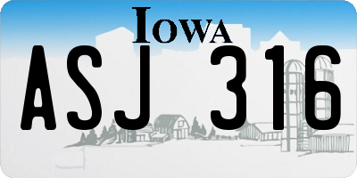 IA license plate ASJ316