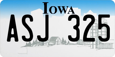 IA license plate ASJ325
