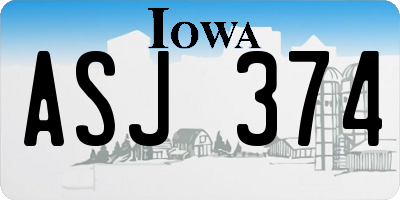 IA license plate ASJ374