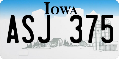 IA license plate ASJ375