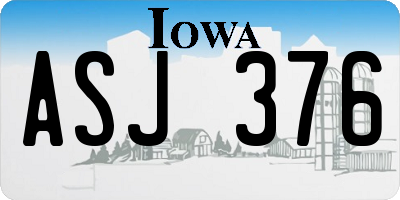 IA license plate ASJ376