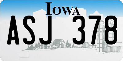 IA license plate ASJ378