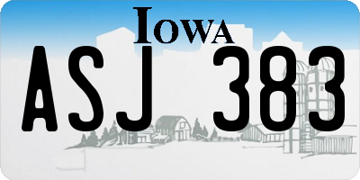 IA license plate ASJ383