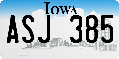 IA license plate ASJ385