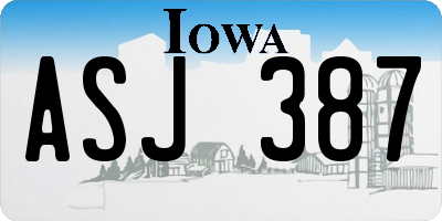 IA license plate ASJ387