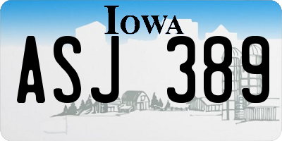 IA license plate ASJ389