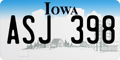 IA license plate ASJ398