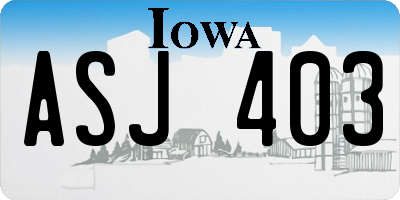 IA license plate ASJ403