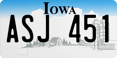 IA license plate ASJ451