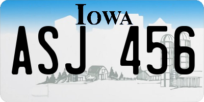 IA license plate ASJ456