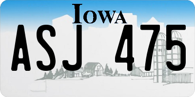IA license plate ASJ475