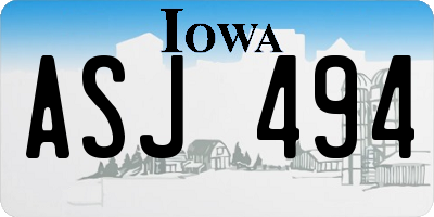 IA license plate ASJ494