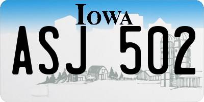 IA license plate ASJ502