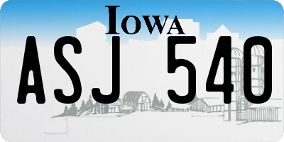 IA license plate ASJ540