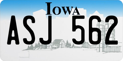 IA license plate ASJ562