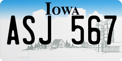 IA license plate ASJ567