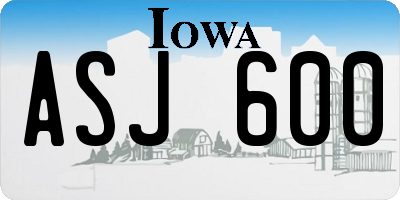 IA license plate ASJ600