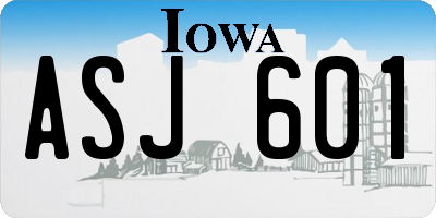 IA license plate ASJ601