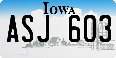 IA license plate ASJ603