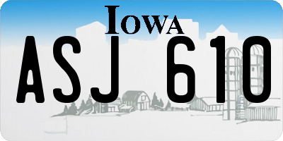 IA license plate ASJ610