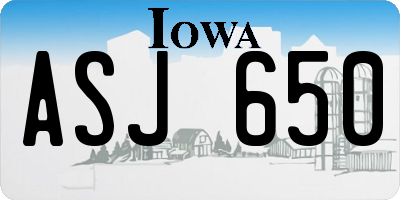 IA license plate ASJ650