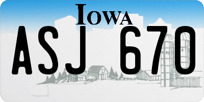 IA license plate ASJ670
