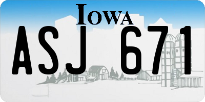 IA license plate ASJ671