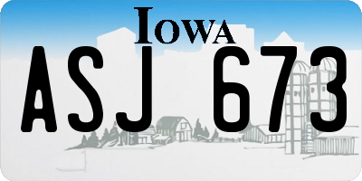 IA license plate ASJ673