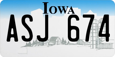 IA license plate ASJ674