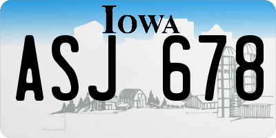 IA license plate ASJ678