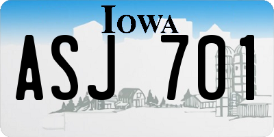 IA license plate ASJ701