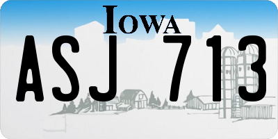 IA license plate ASJ713