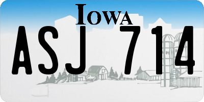 IA license plate ASJ714