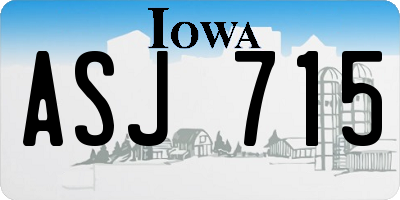 IA license plate ASJ715