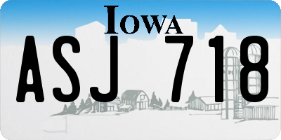 IA license plate ASJ718