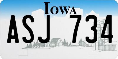 IA license plate ASJ734