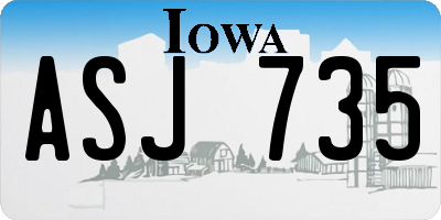 IA license plate ASJ735