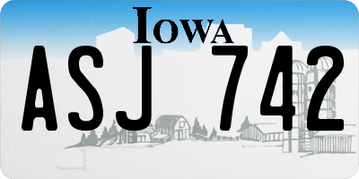 IA license plate ASJ742