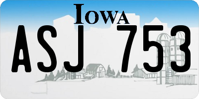 IA license plate ASJ753