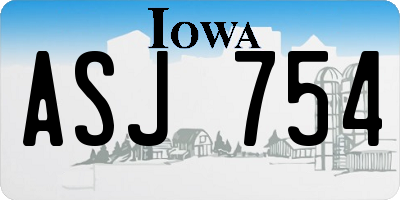 IA license plate ASJ754