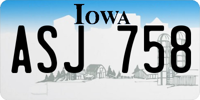 IA license plate ASJ758