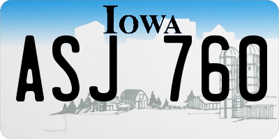 IA license plate ASJ760