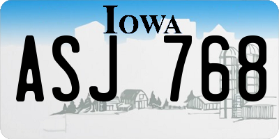 IA license plate ASJ768