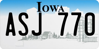 IA license plate ASJ770